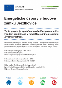 Energetické úspory v budově zámku Jezdkovice